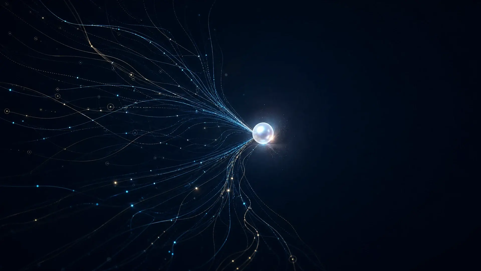 A pearl at the centre of converging filaments of light