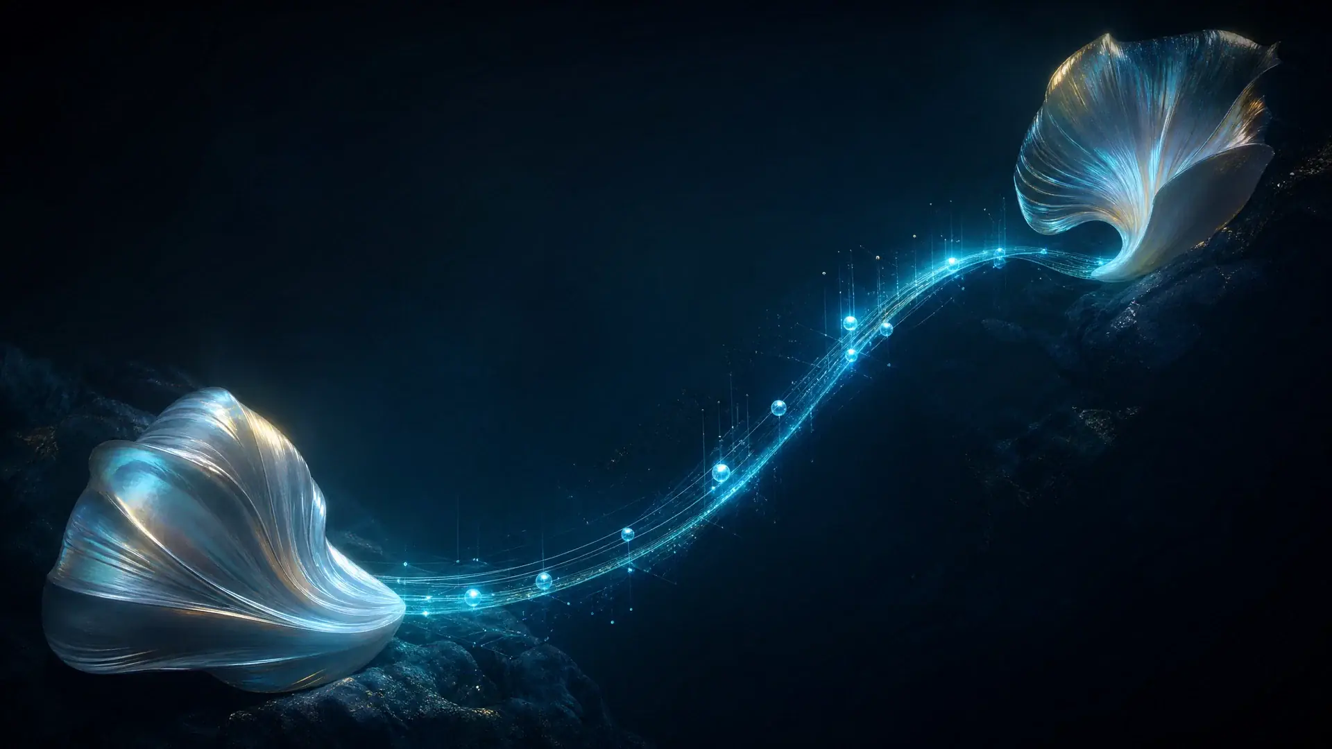 Two luminous shells joined by a stream of light